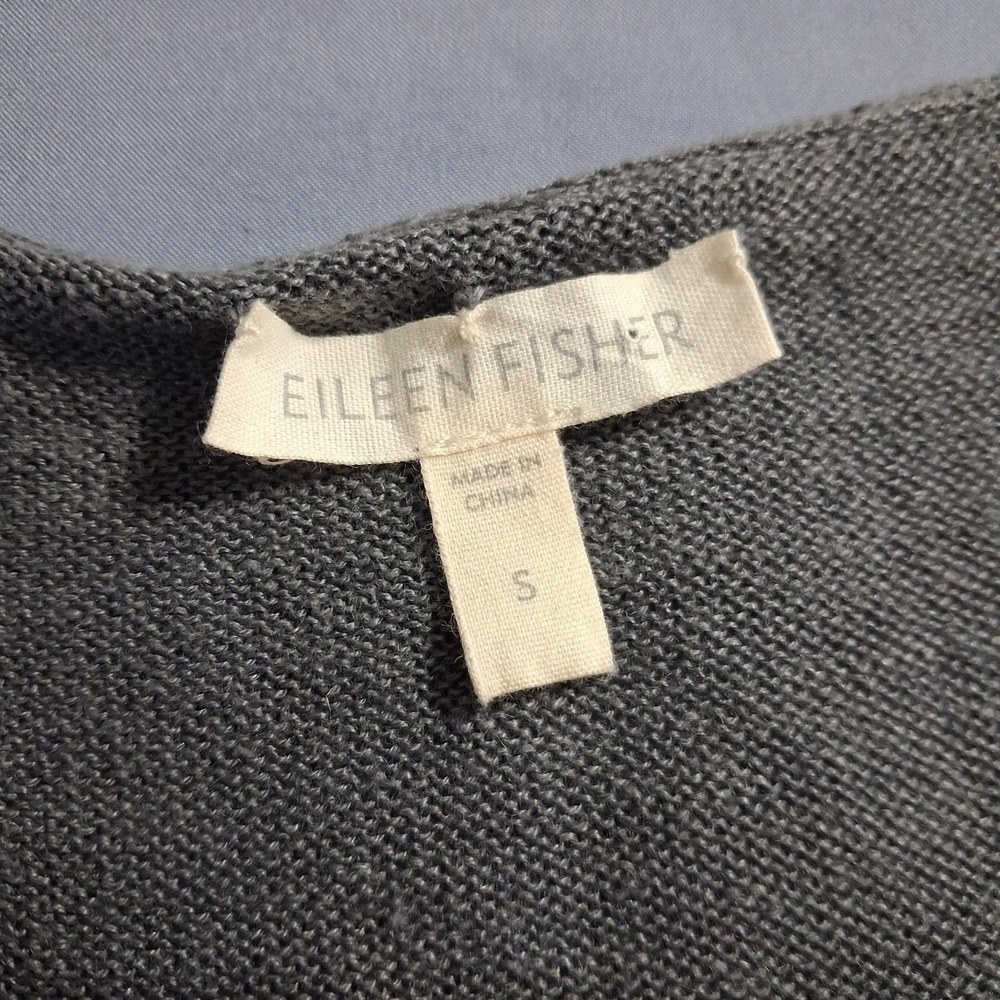 Eileen Fisher Sm Gray Short Sleeve Linen Tunic Sweater Quiet Luxury Old Money - Picture 6 of 9
